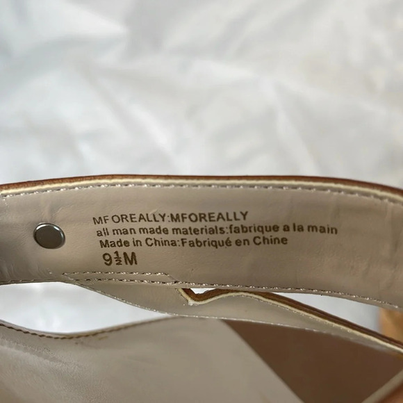 MARC FISHER OReally Platform Cork Wedge Thong Sandals 2 Tone Brown Vegan 9.5 - Picture 10 of 12